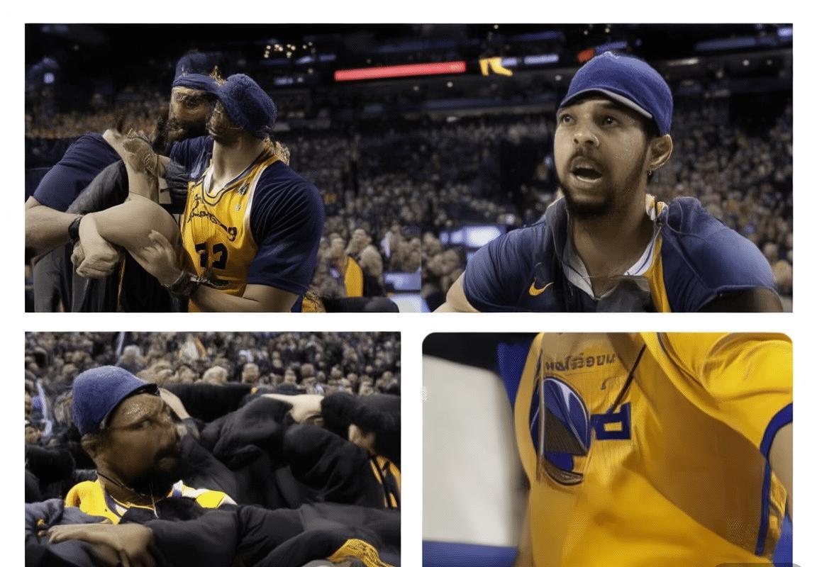 格林科尔激烈争执穆迪拉开冲突，库里低头整理护具巴特勒淡然旁观，球队专注避免内耗